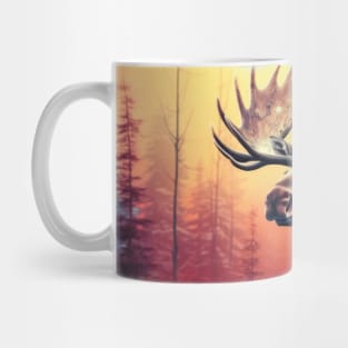 Moose Animal Wildlife Wilderness Colorful Realistic Illustration Mug